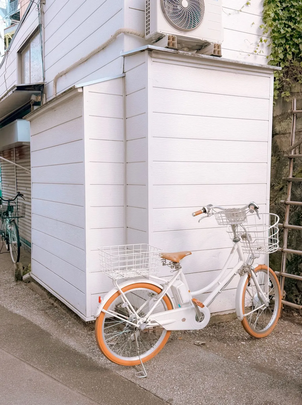 前後にカゴの付いた電動アシスト自転車