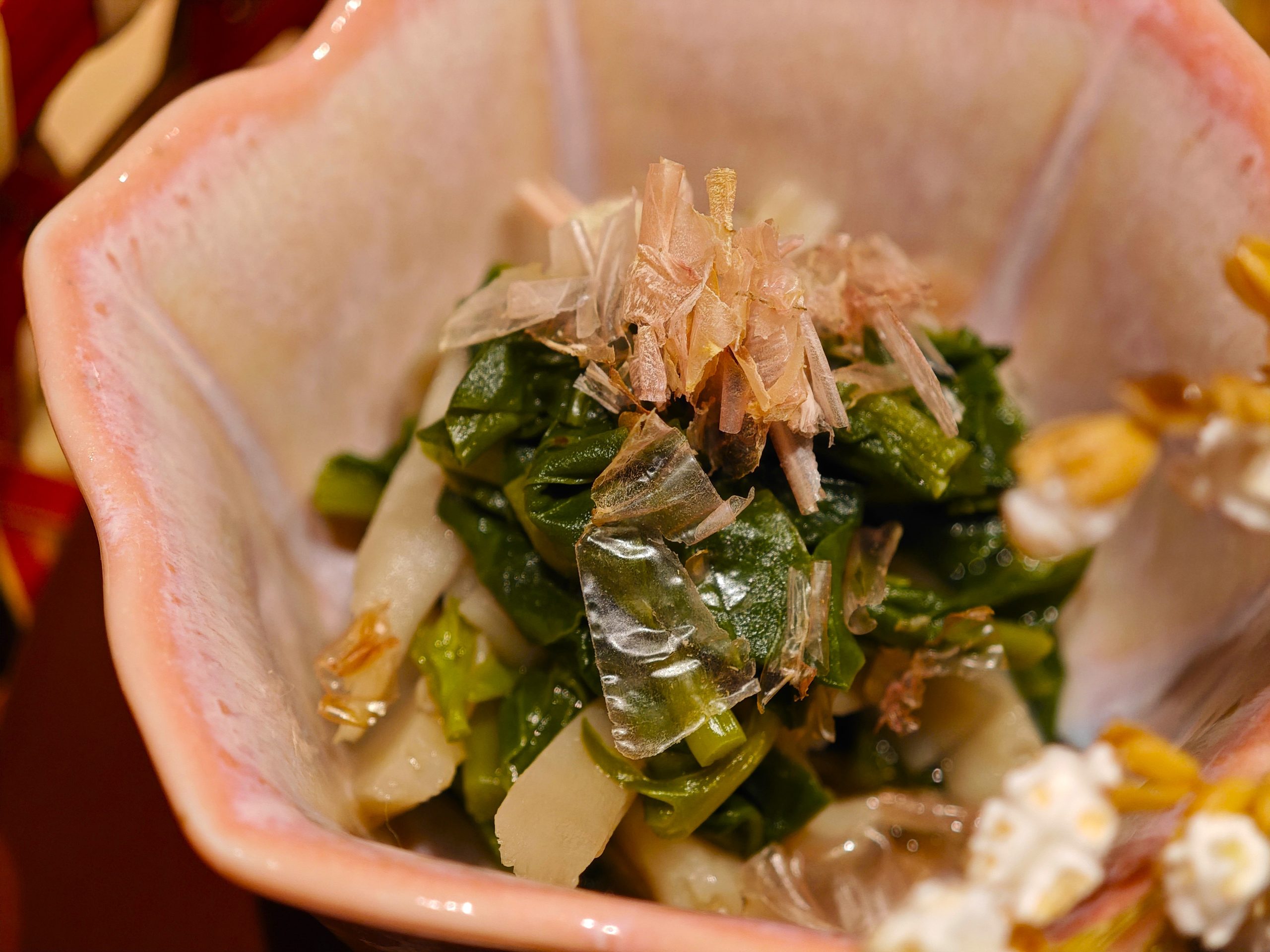 入善産のつるむらさきと山しめじのお浸し（四季料理 悠（魚津市））